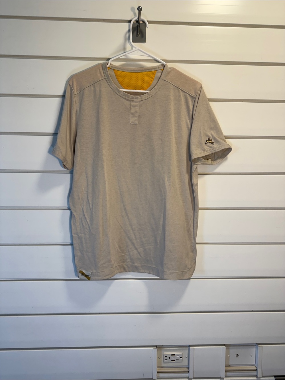 Tracksmith Beige Short-Sleeve Crew Tee with Yellow Inner Neck
